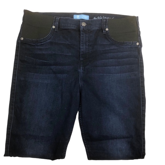 7 For All Mankind B(air)Denim Maternity Skinny Jeans Sz 32 Dark Wash Stretch - Picture 5 of 9